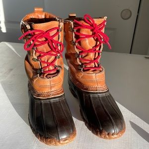 Vintage L.L Bean Mens 8 or women's 10 Maine Brown Leather Waterproof boots